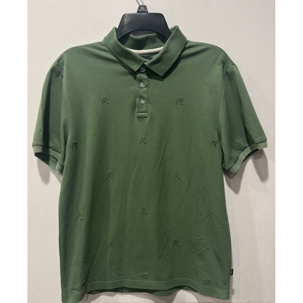 Malbon Golf Men’s Polo Shirt Small Green All Over M Monogram Embroidered
